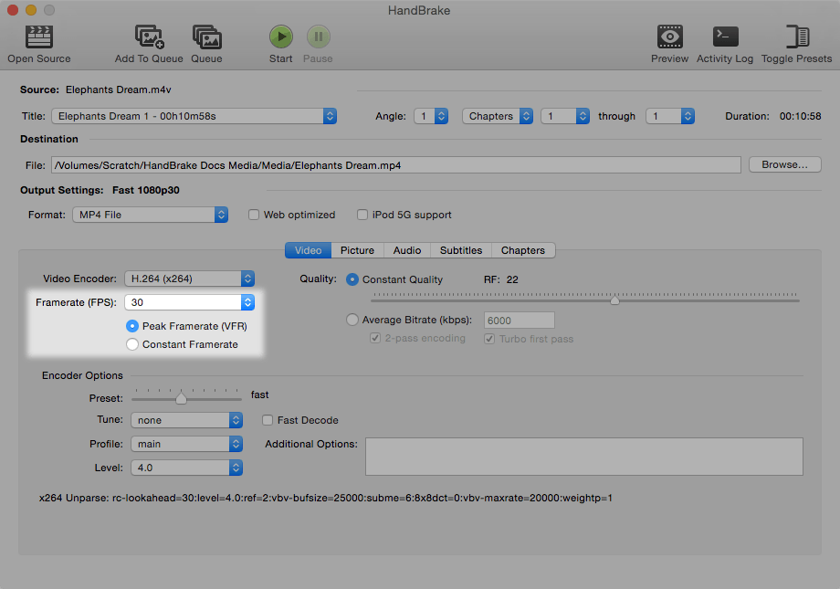 HandBrake Documentation — Frame rate