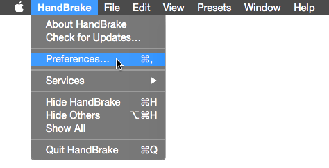 Opening the Preferences window on Mac
