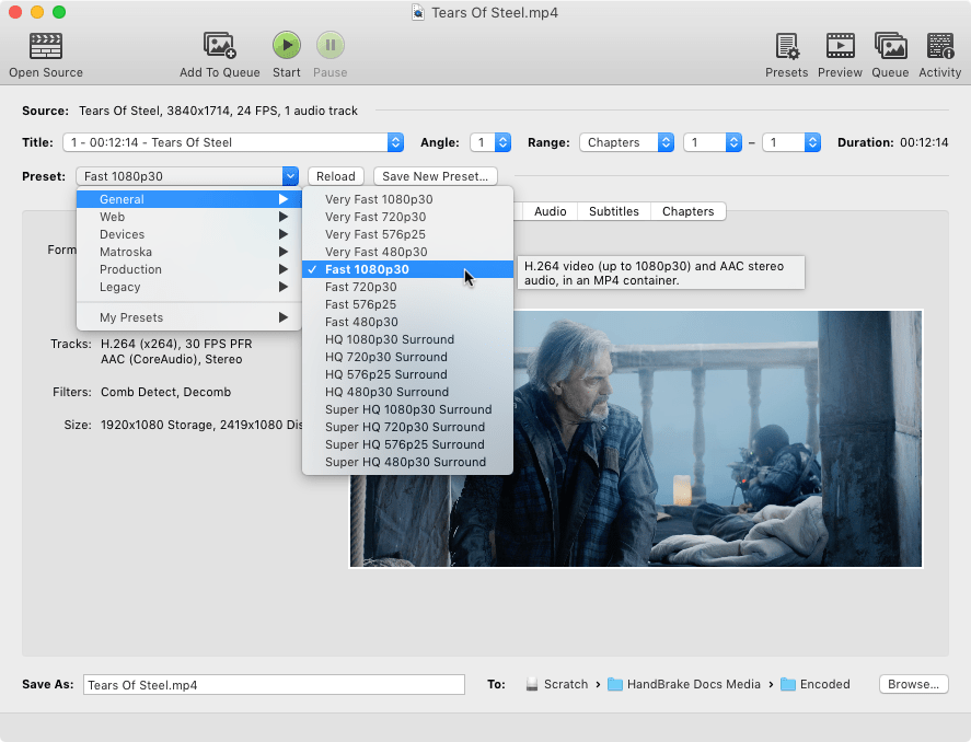 handbrake for mac hd video settings