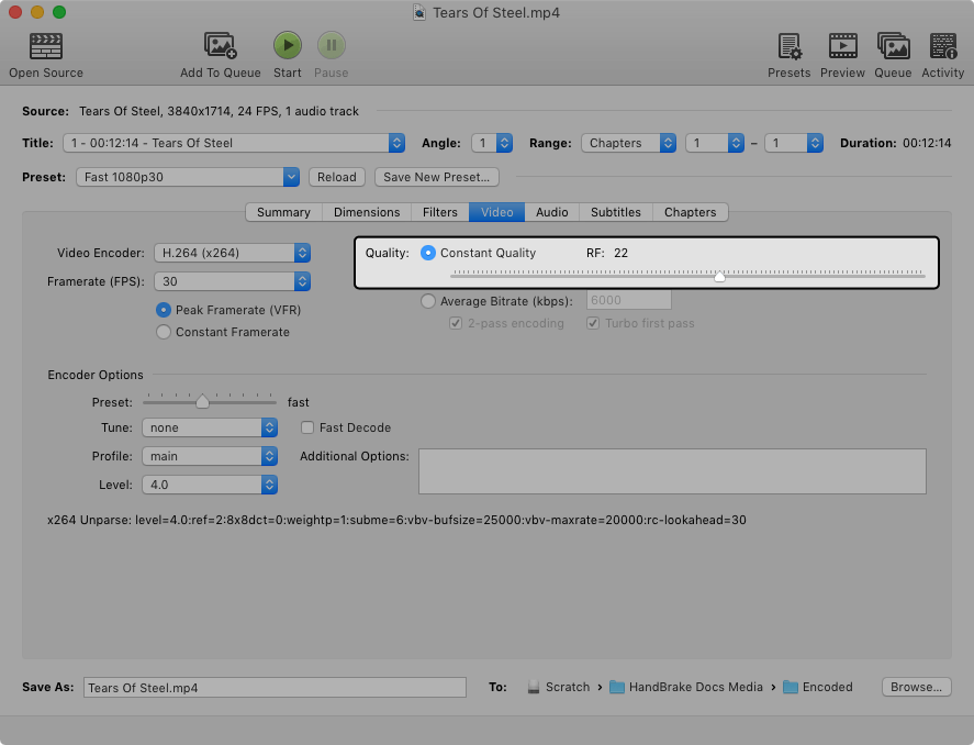 best video output for handbrake mac