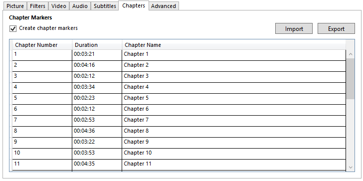 HandBrake Documentation — Chapter Markers