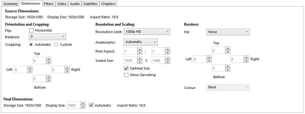 optimal settings for handbrake